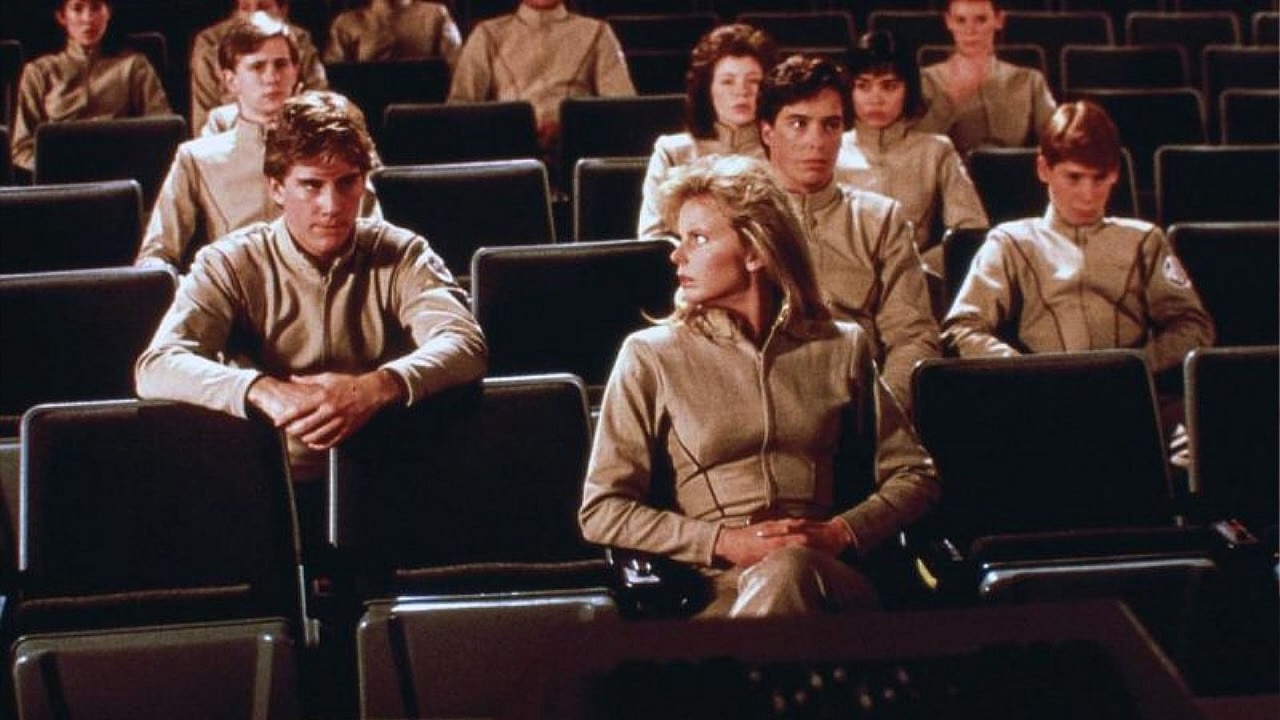 Brian McNamara and Julia Montgomery in Earth Star Voyager (1988)