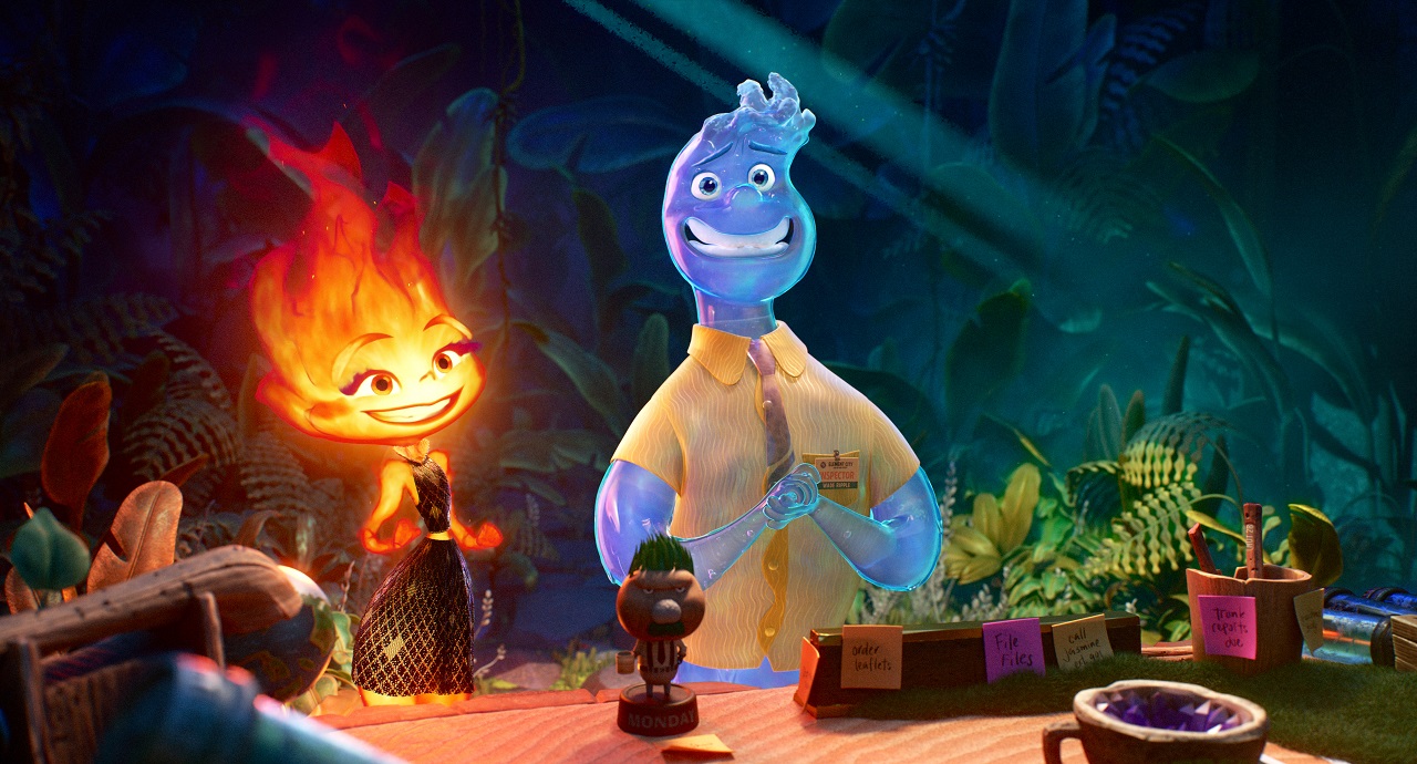Ember and Wade on a date in Elemental (2023)