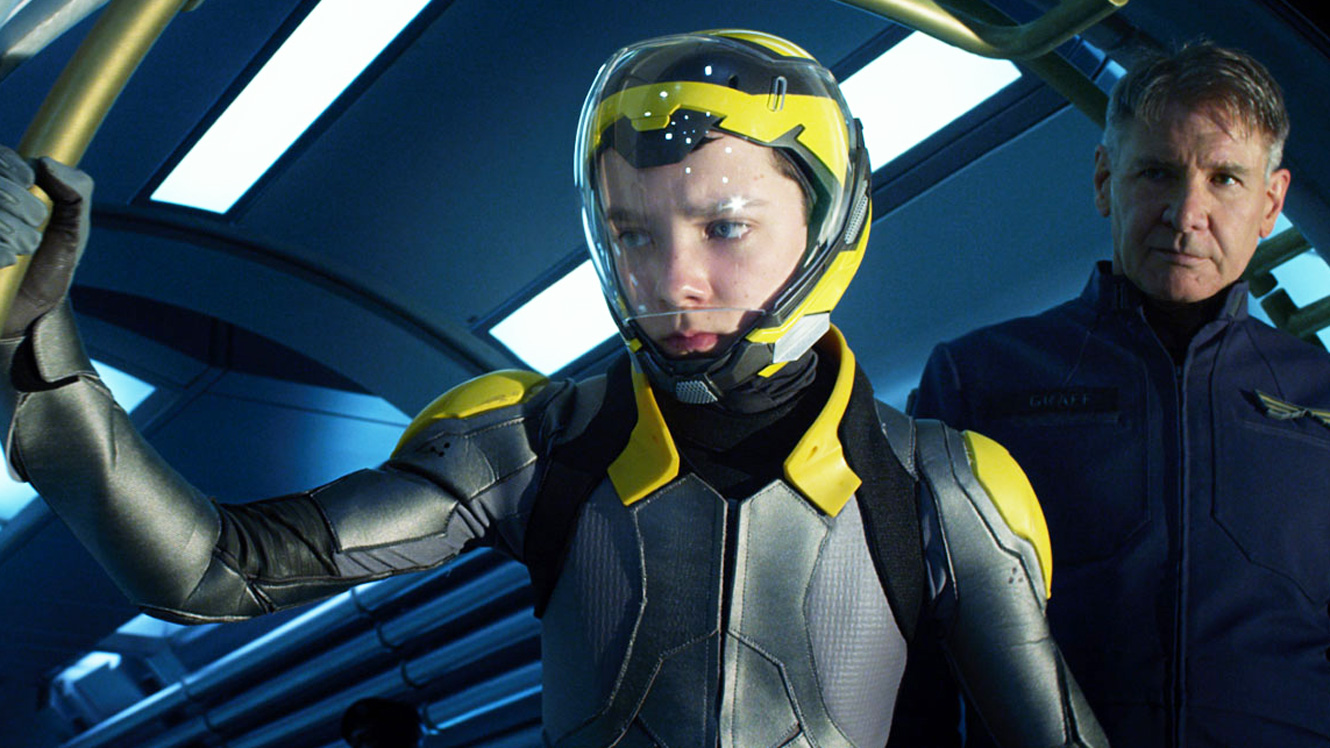 Asa Butterfield as Ender Wiggin and Harrison Ford as Colonel Graffin Ender's Game (2013)