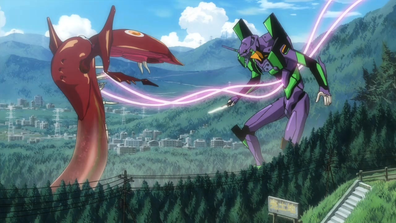 Eva vs one of the angels in Evangelion 1.0 You Are (Not) Alone (2007)