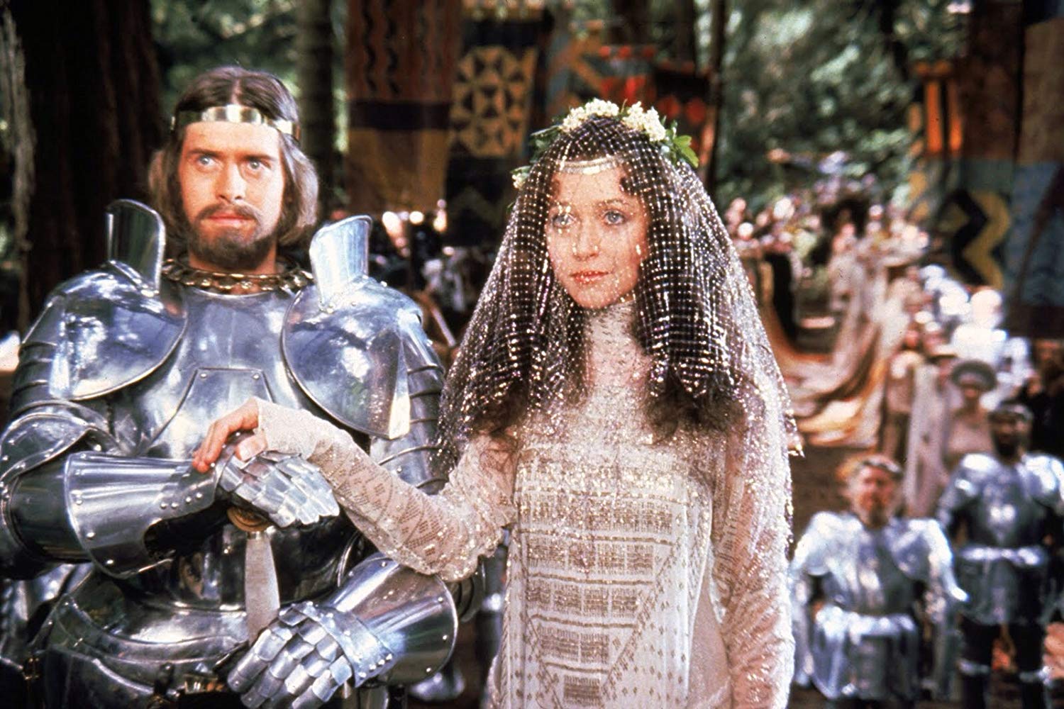The wedding of King Arthur (Nigel Terry) and Guenevere (Cherie Lunghi) in Excalibur (1981)