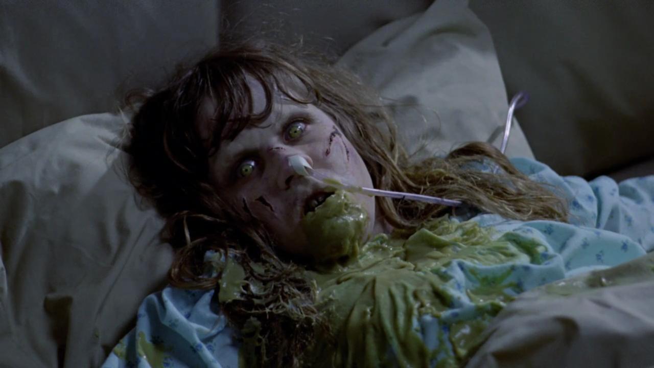 A demonically possessed Linda Blair in The Exorcist (1973)