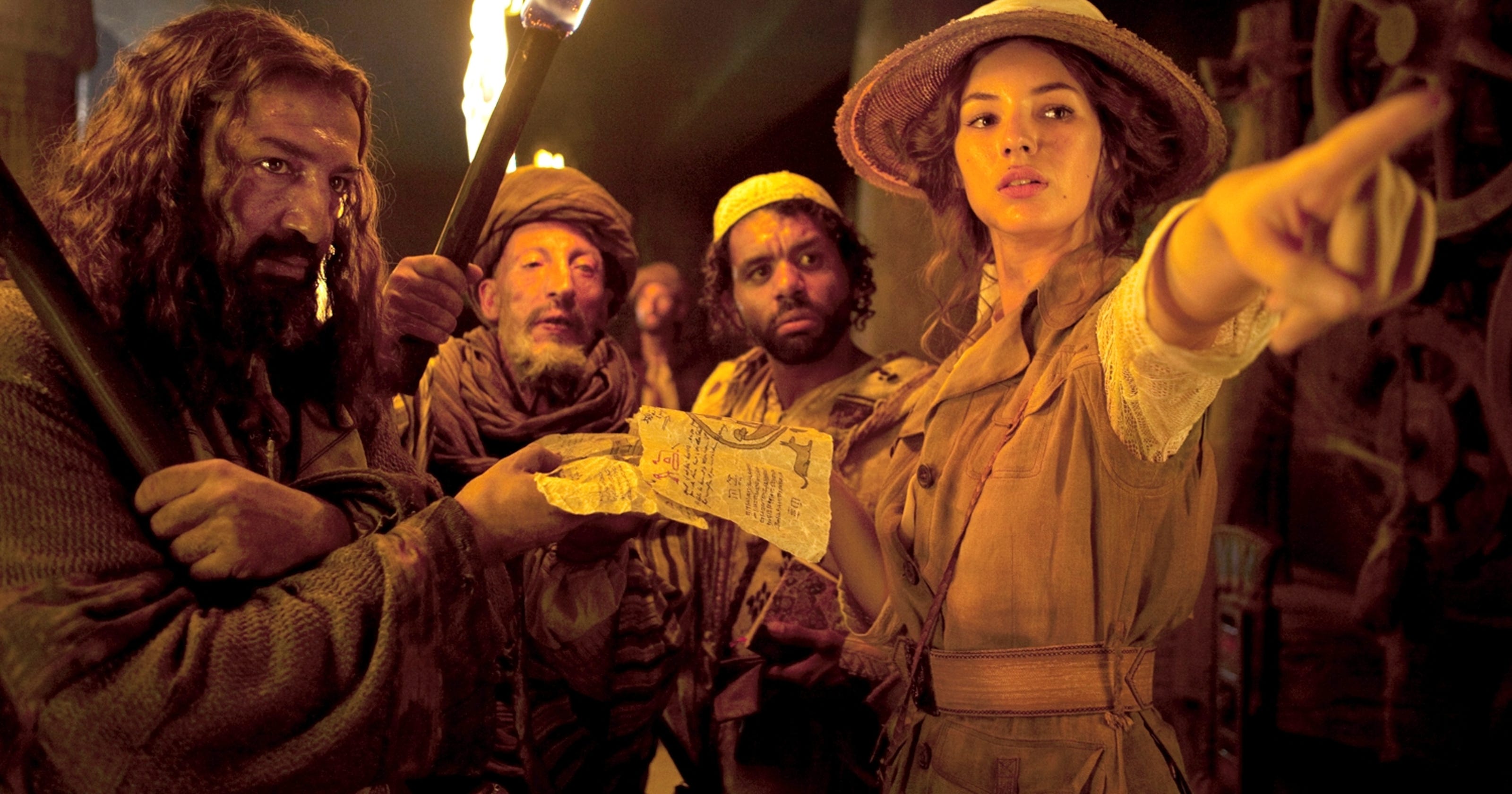 Tomb-raiding adventures with (l to r) Moussa Maaskri, Mostefa Zerguine, Youssef Hajdi, and Adele Blanc-Sec (Louise Bourgoin) in The Extraordinary Adventures of Adele Blanc-Sec (2010)