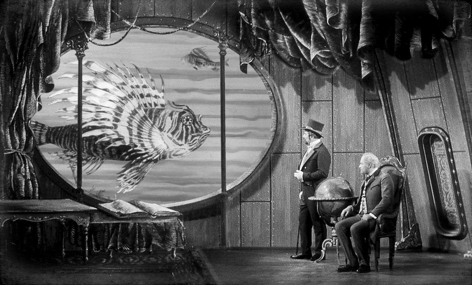 Submarine journey with Count Artigas (Miroslav Holub) and Professor Roch (Arnost Navratil) in The Fabulous World of Jules Verne (1958)