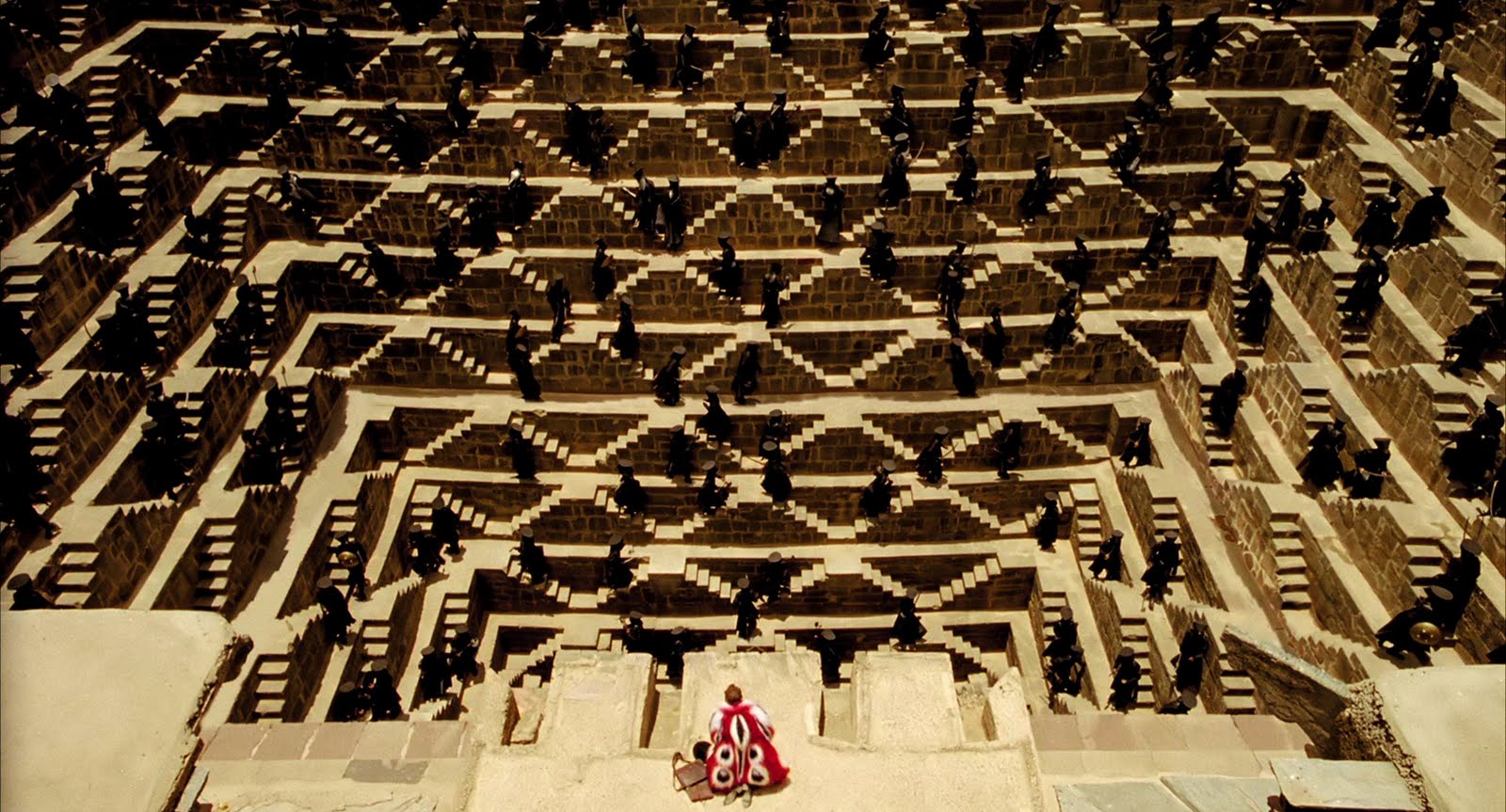 The soldiers waiting in the Chand Baori stepwell in The Fall (2006)