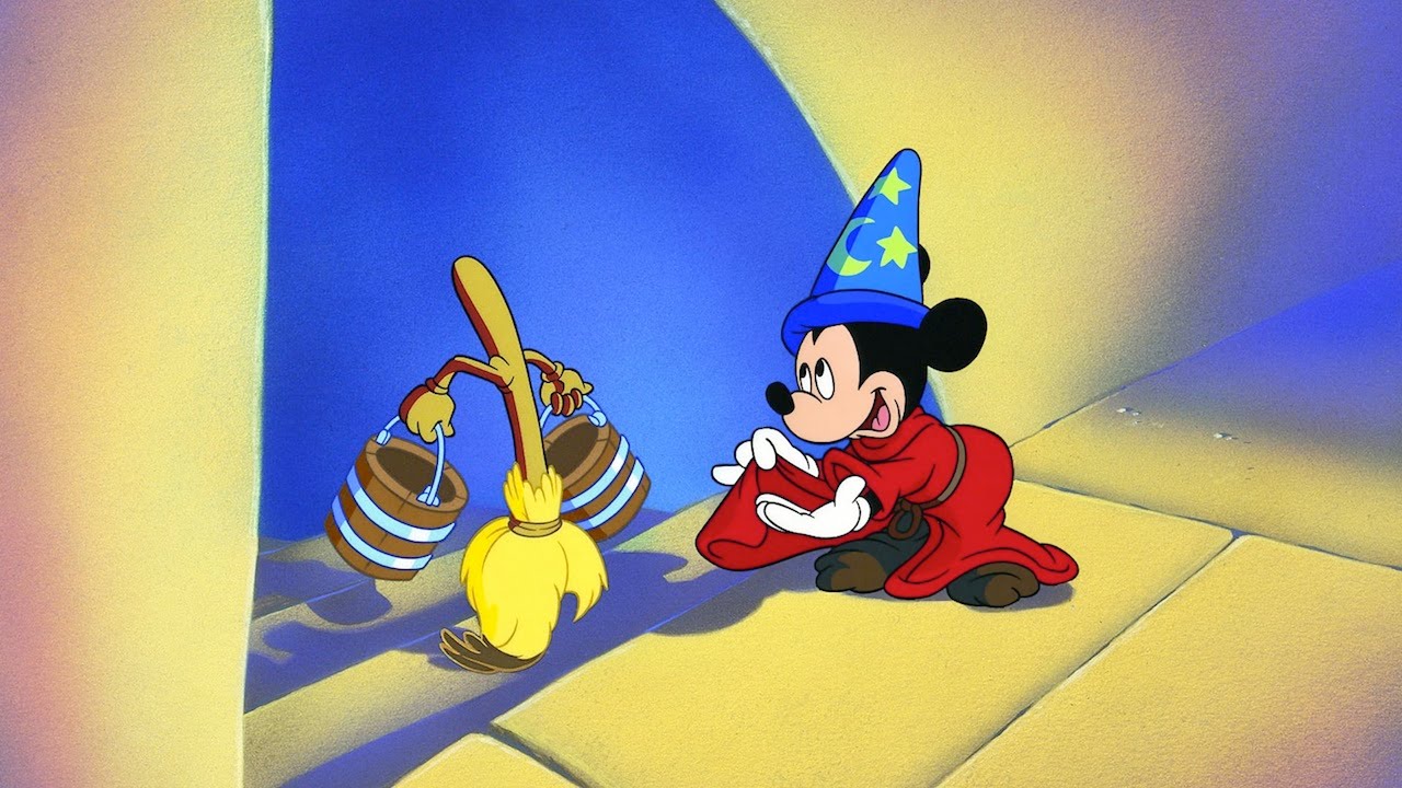 Mickey Mouse magically brings the brooms to life in The Sorcerer's Apprentice episode of Fantasia (1940)