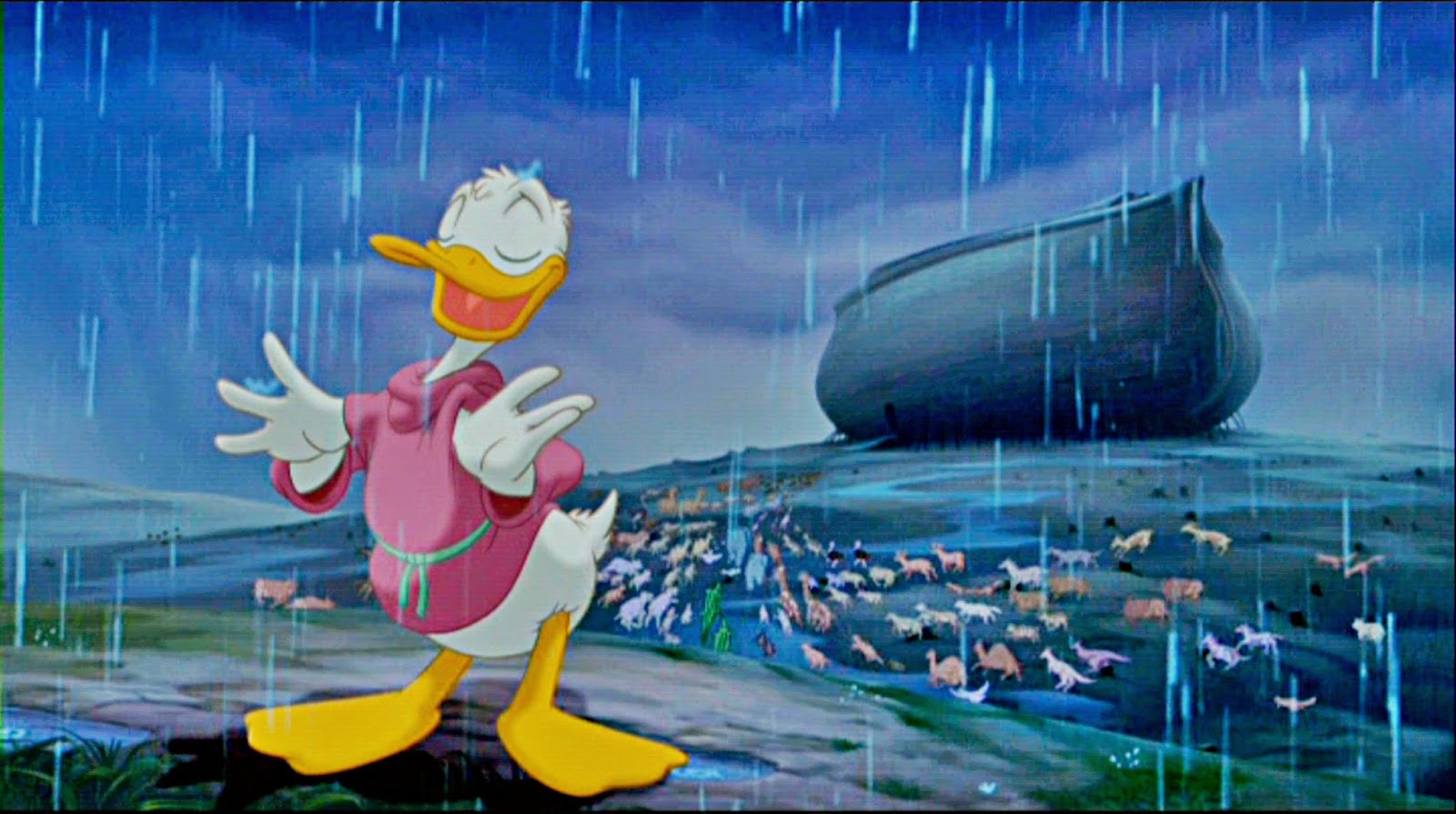 Donald Duck supervises getting the animals aboard Noah's Ark in the Pomp and Circumstances segment in Fantasia 2000 (1999)