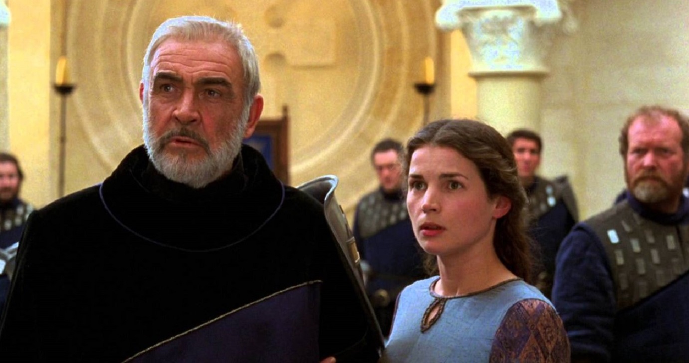 King Arthur (Sean Connery) and Guinevere (Julia Ormond) in First Knight (1995)