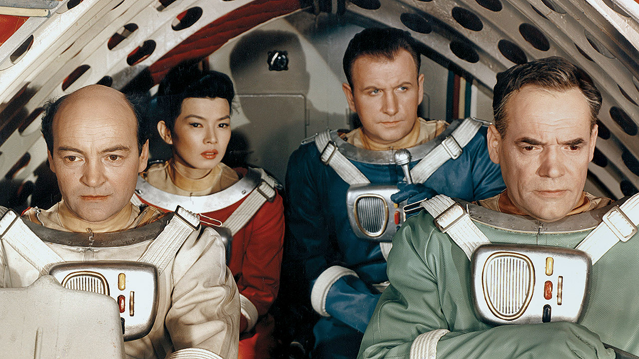 The crew of the Cosmostrater 1 (l to r) Ignacy Machowski, Yoko Tani, Gunther Simon and Oldrich Lukas in First Spaceship on Venus (1959)