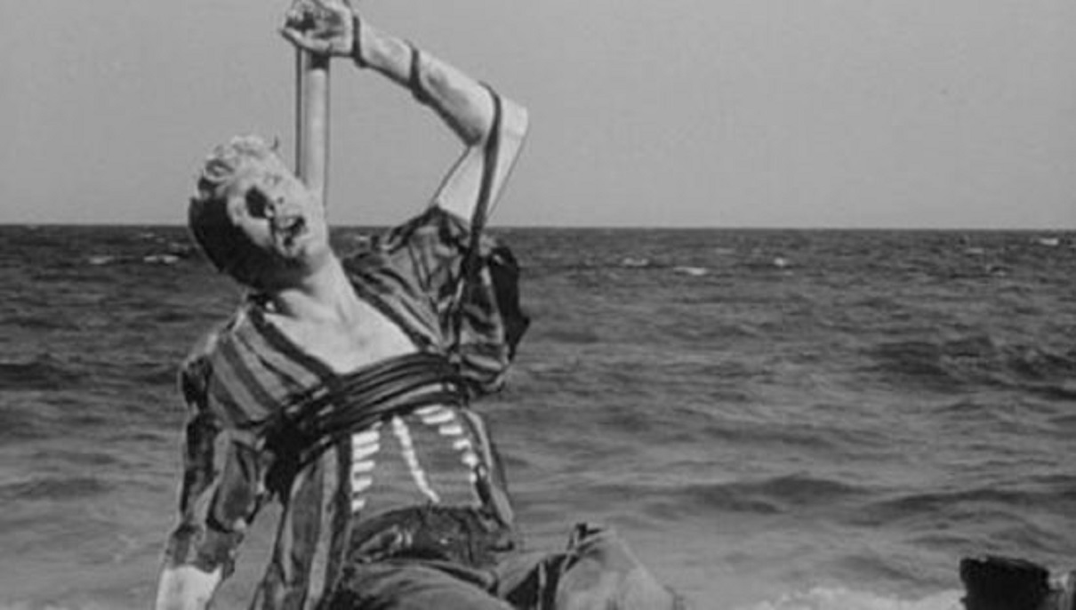 Ray Tudor gored to the skeleton on a raft in The Flesh Eaters (1964)