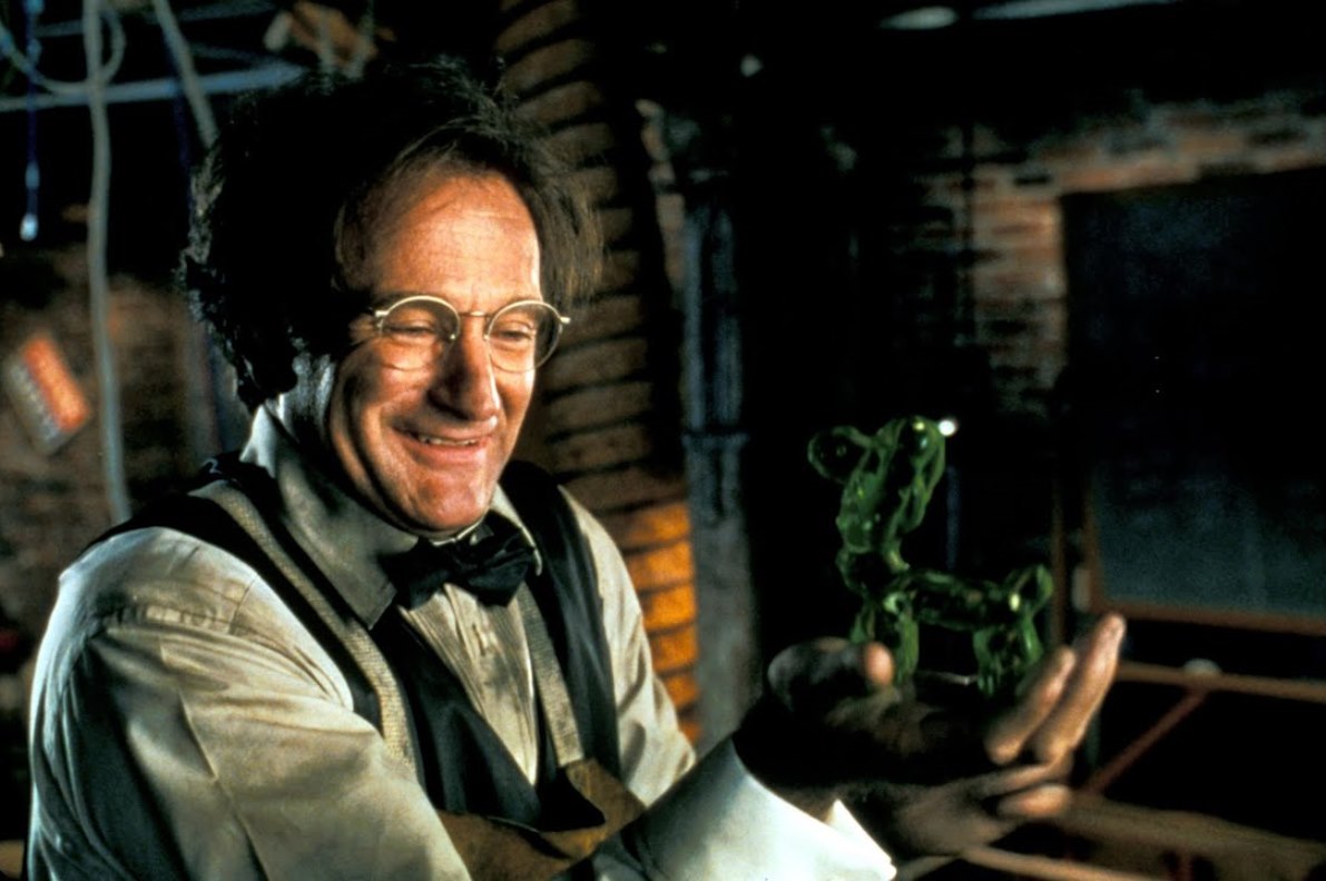 Robin Williams as Professor Philip Brainard, along with a handful of the sentient flubber