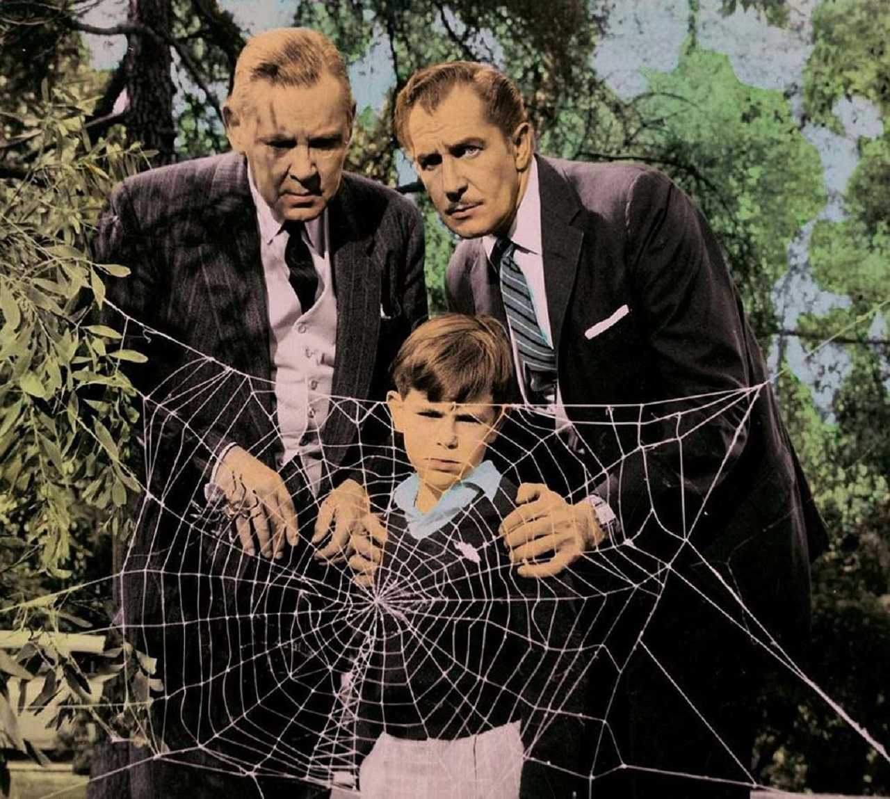 Herbert Marshall, Vincent Price and young Charles Herbert in The Fly (1958)