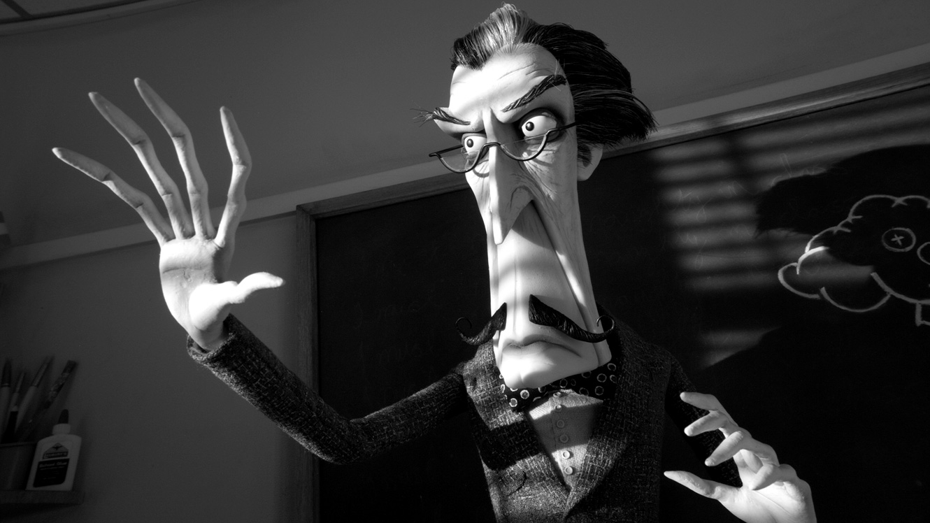 The teacher Mr Rzykurski (voiced by Martin Landau) - a homage to Tim Burton's idol Vincent Price in Frankenweenie (2012)