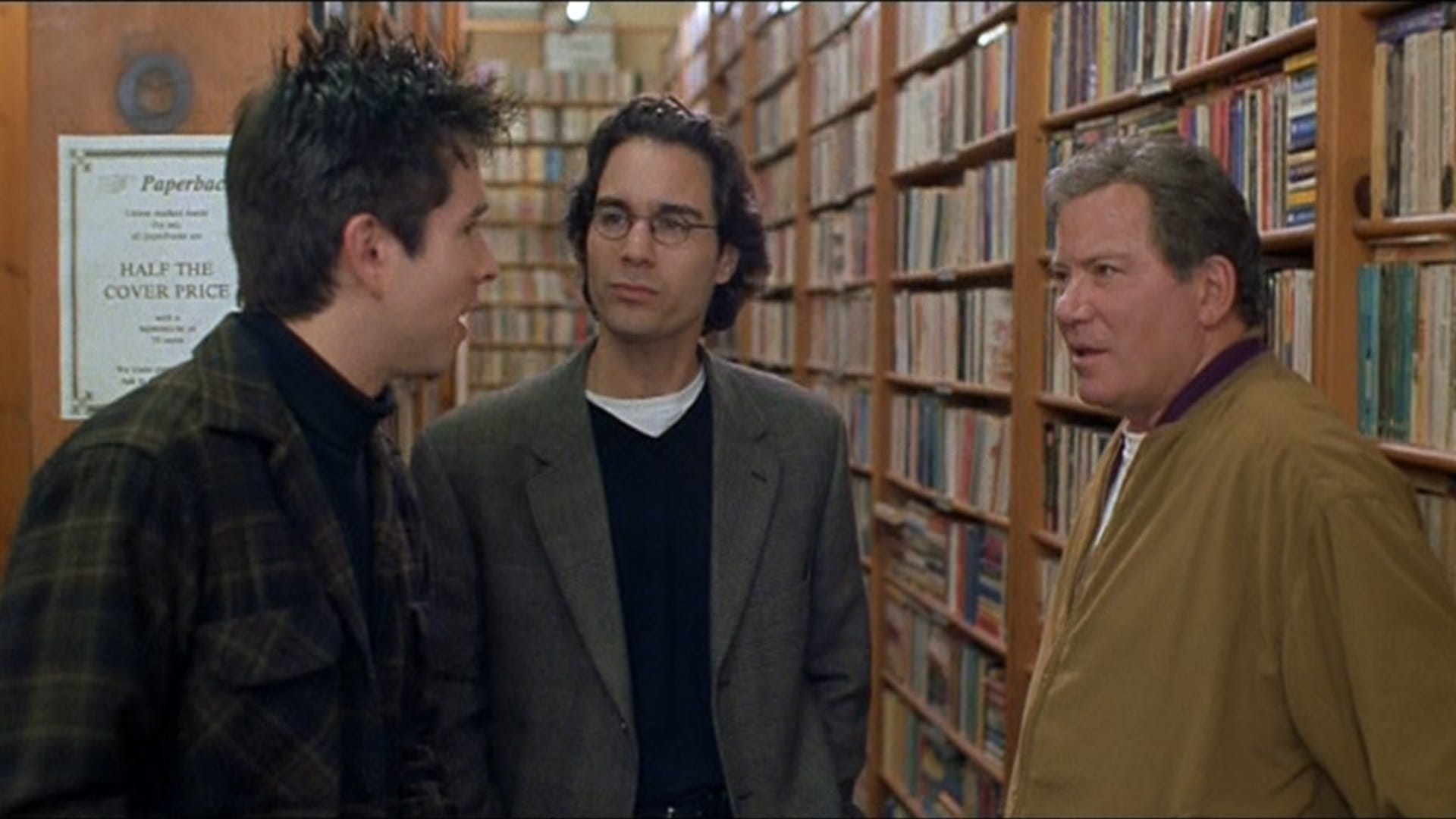 (l to r) Fans Eric McCormack and Rafer Wiegel meet their idol William Shatner in Free Enterprise (1998)