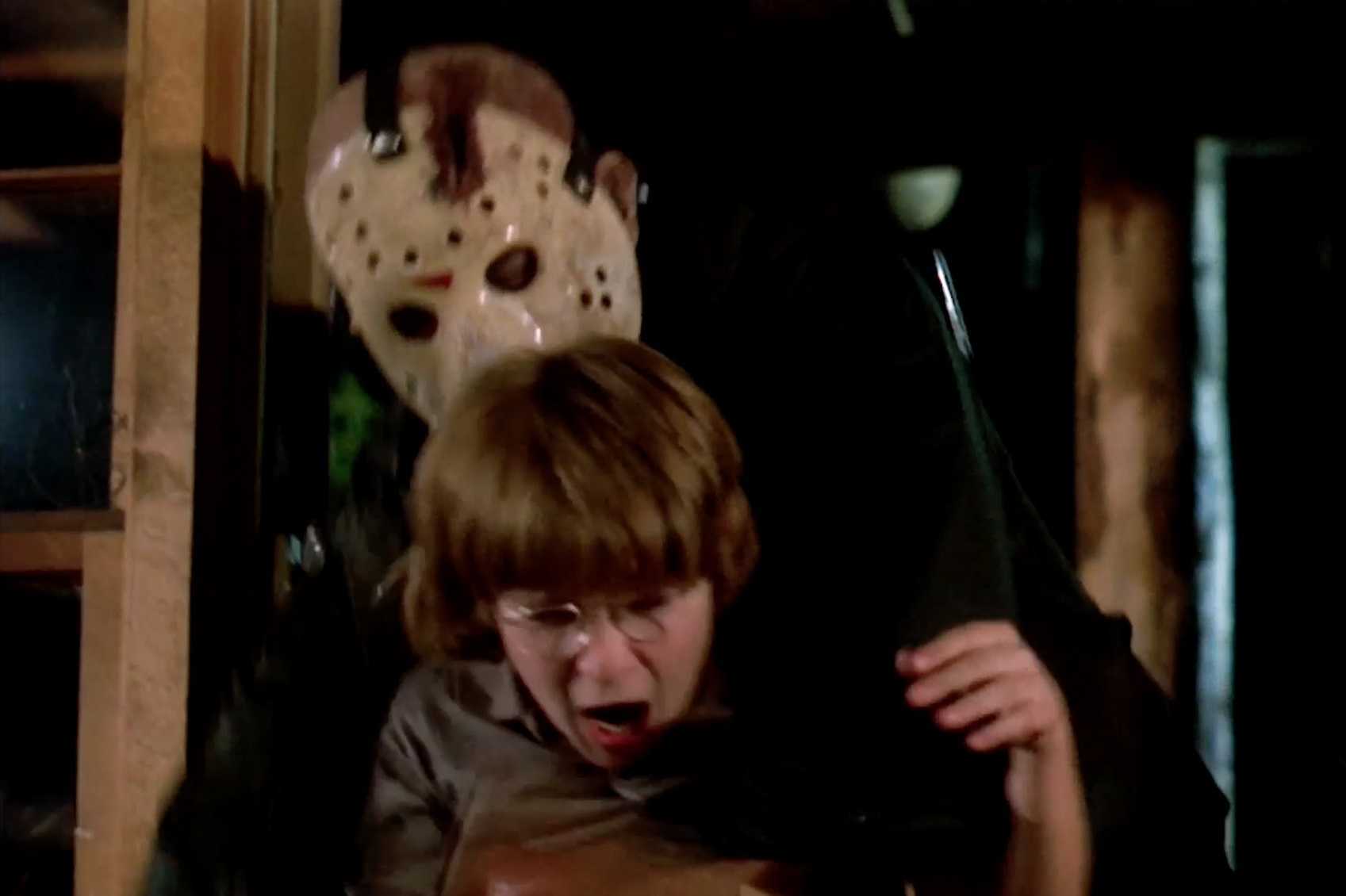 Jason Voorhees (Ted White) attacks young Corey Feldman in Friday the 13th: The Final Chapter (1984)