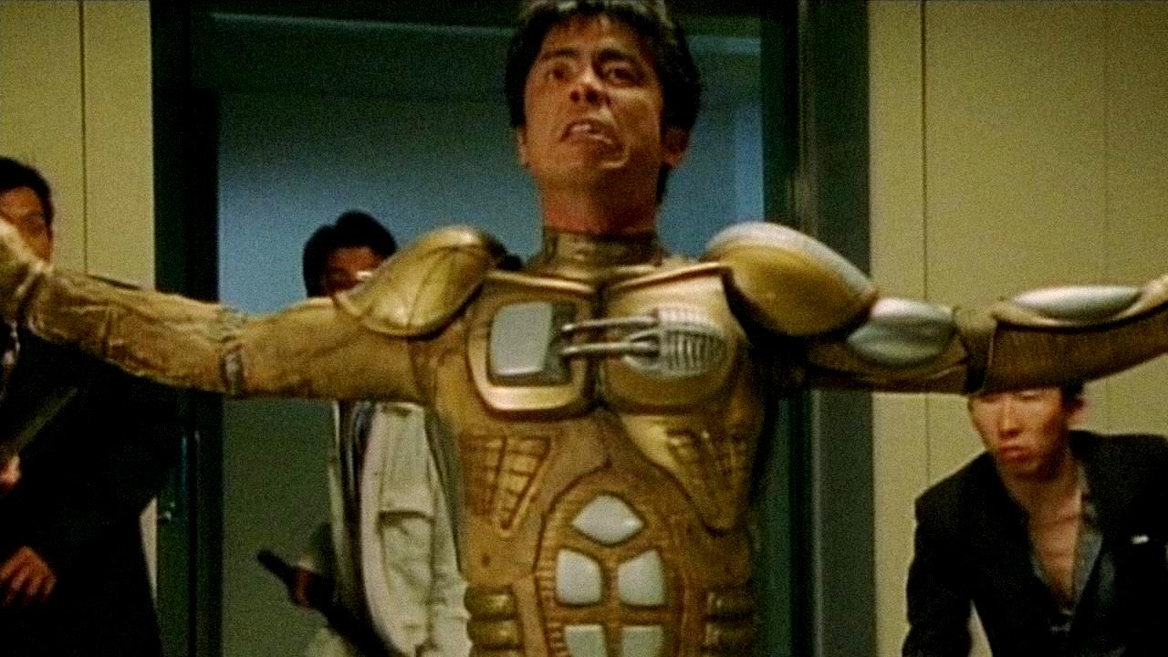 Tsuyoshi Ujiki as Hagane rebuilt in a cyborg body in Full Metal Yakuza (1997)