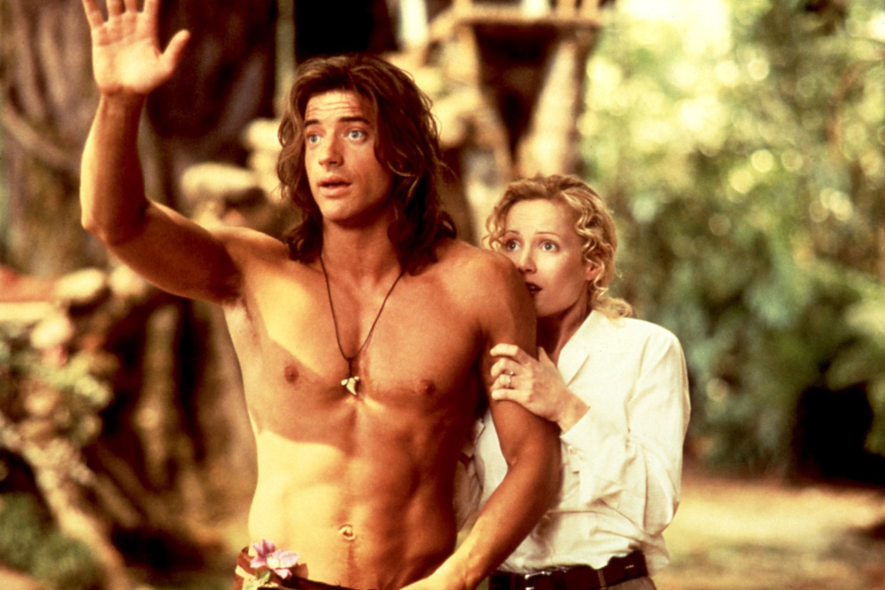 George (Brendan Fraser) and Ursula Stanhope (Leslie Mann) in George of the Jungle (1997)
