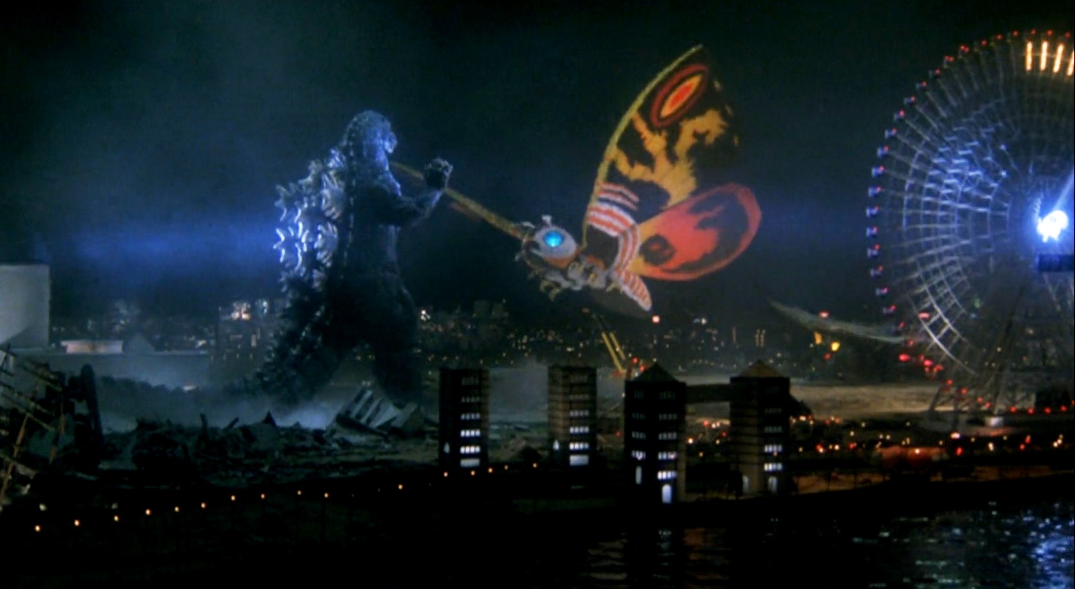 Godzilla and Mohtra battle in Godzilla and Mothra: The Battle for Earth (1992)