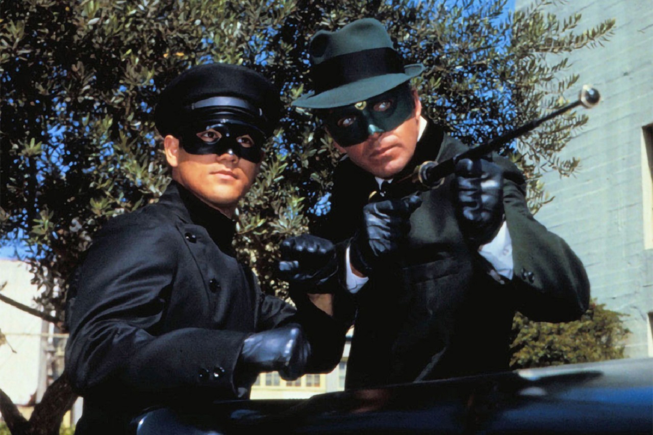 Kato (Bruce Lee) and The Green Hornet (Van Williams) in The Green Hornet (1974)