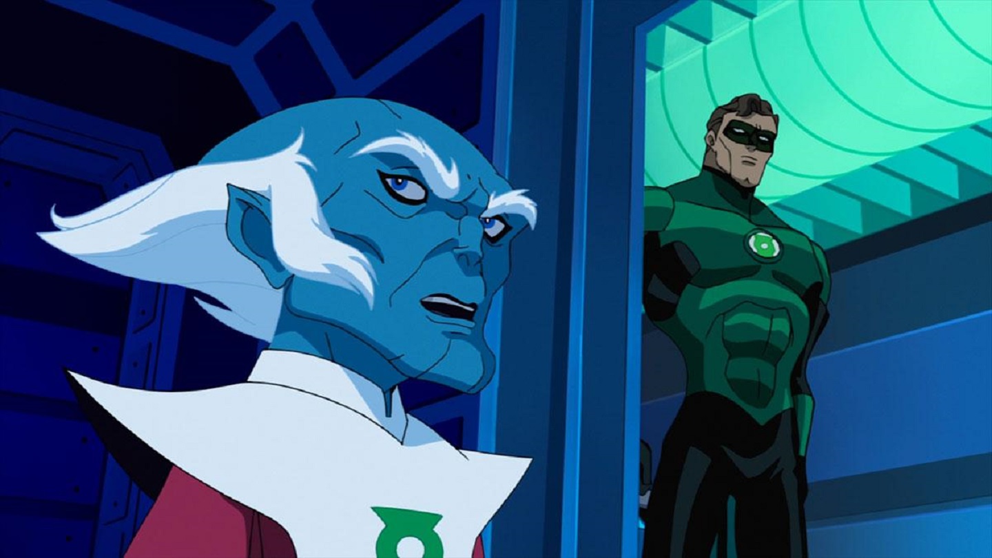 Green Lantern with one of the Guardians of Oa in Green Lantern: First Flight (2009)