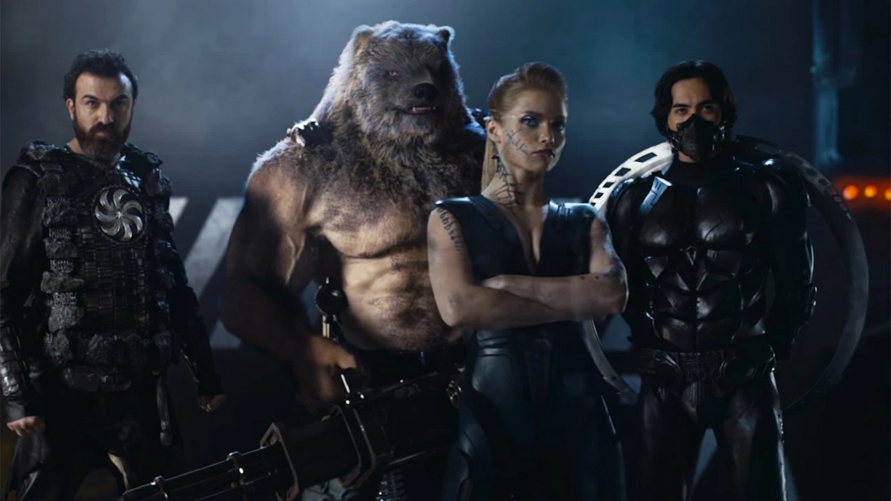 Ler (Sebastien Sisak Grigoryan), Arsus (Anton Pampushnyy), Kseniya (Alina Lanina) and Khan (Sanjar Madi) in Guardians (2017)