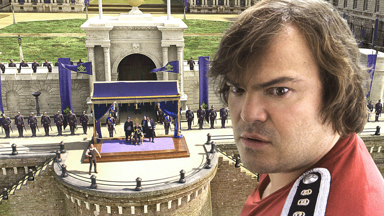 Jack Black takes command of the Lillpiutian people in Gulliver's Travels (2010)