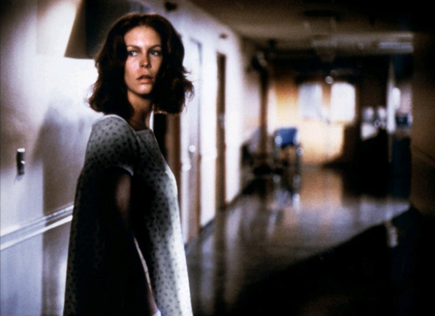 (Laurie Strode) Jamie Lee Curtis pursued through a hospital in Halloween II (1981)