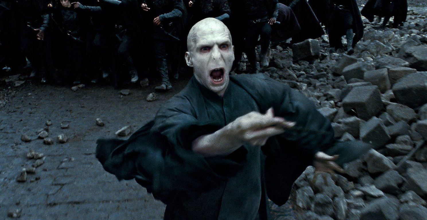 Lord Voldemort (Ralph Fiennes) leads the forces of darkness into battle in Harry Potter and the Deathly Hallows Part 2 (2011)