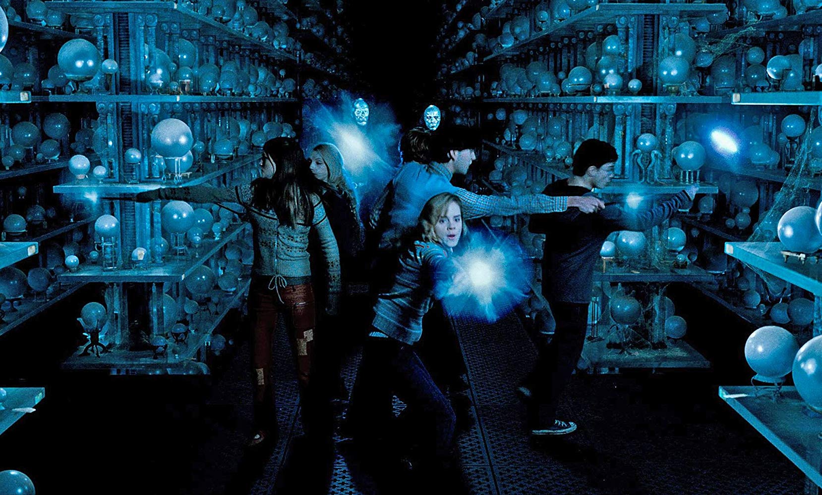 The group enter the Ministry of Magic basement in search of the prophecy in Harry Potter and the Order of the Phoenix (2007)