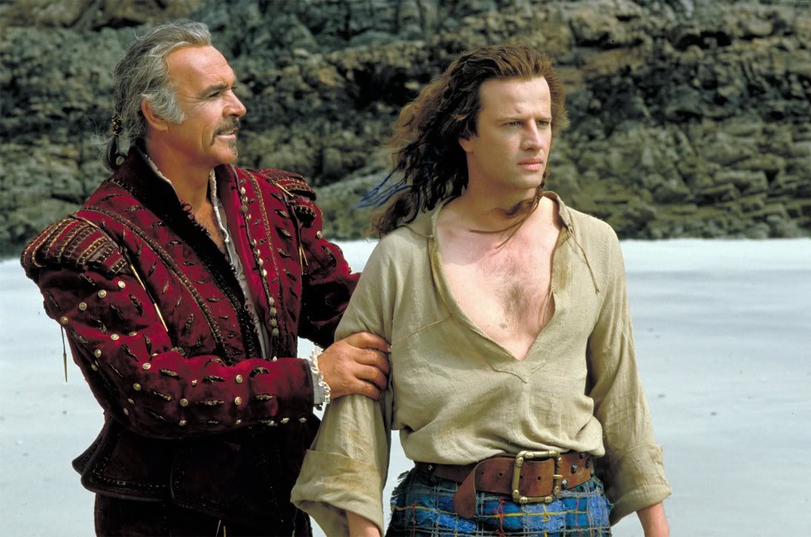 Juan Ramirez (Sean Connery) and Connor McLeod (Christopher Lambert) in Highlander (1986)