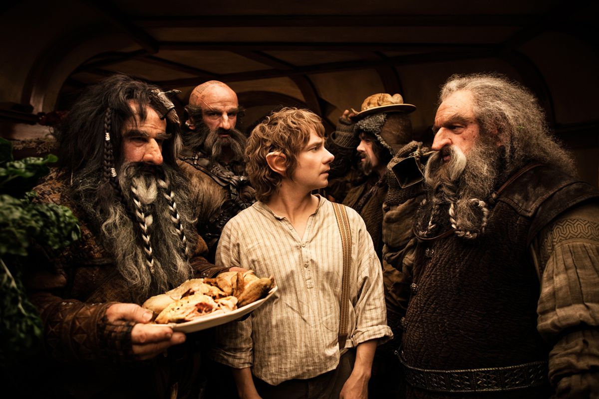 Bilbo (Martin Freeman)'s home is overrun by a party of dwarves in The Hobbit: An Unexpected Journey (2012)