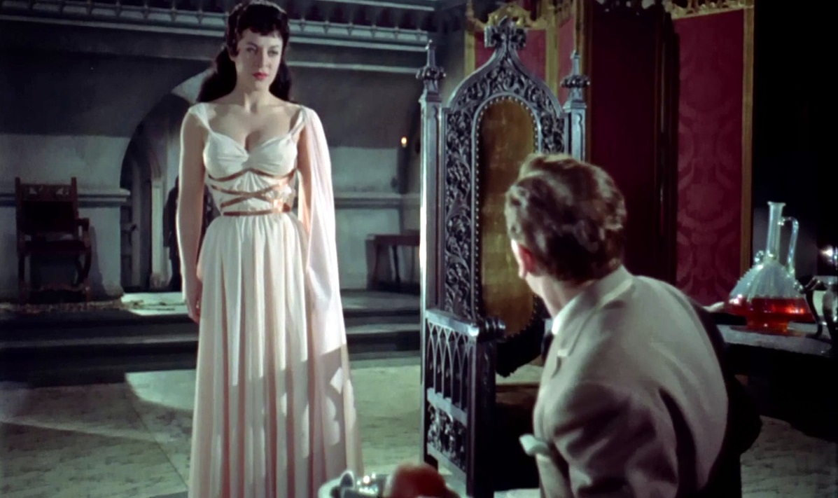 Valerie Gaunt stalks Van Helsing (Peter Cushing) in The Horror of Dracula (1958)