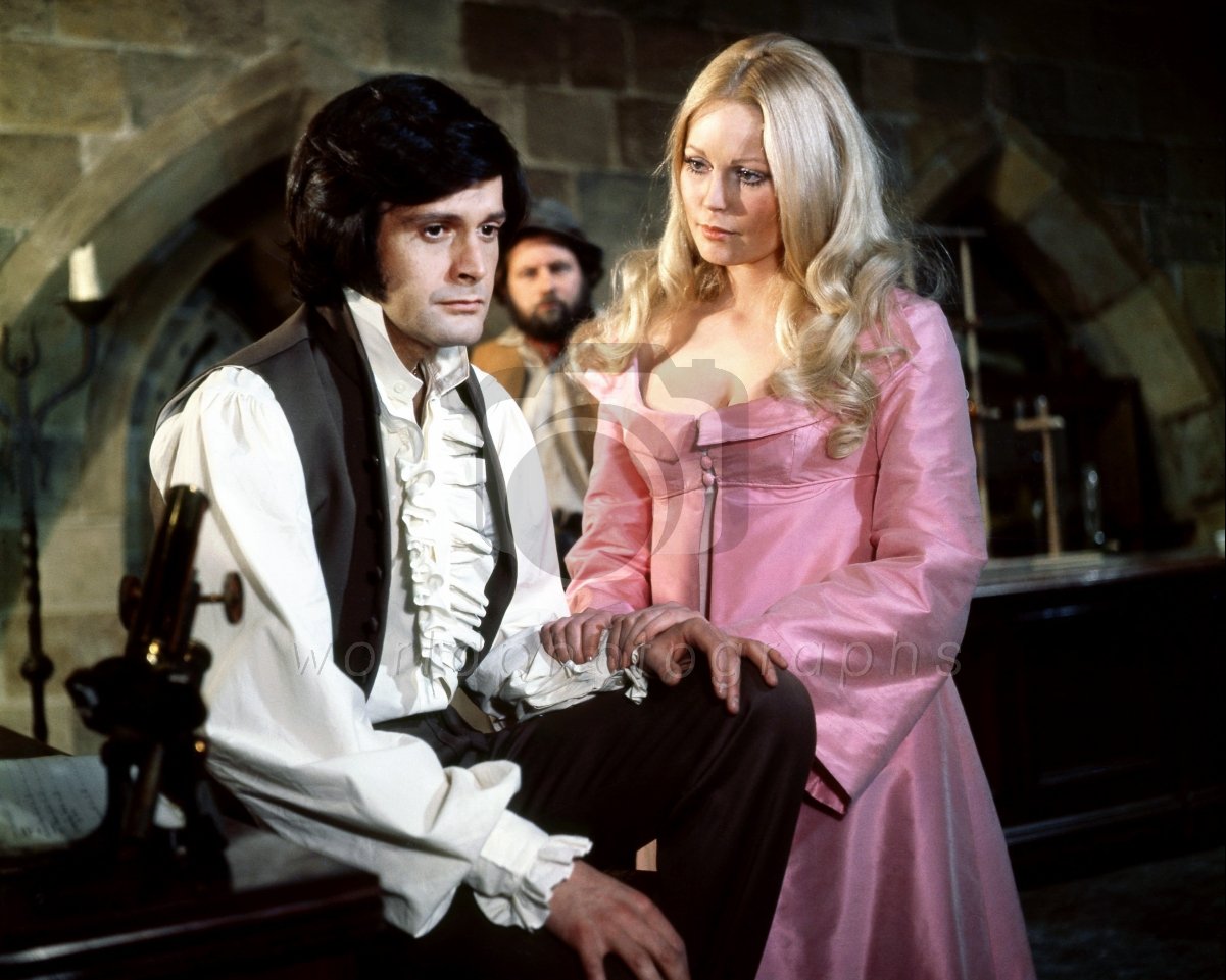 Ralph Bates, Hammer's newer younger Baron Frankenstein, with Veronica Carlson as Elizabeth in The Horror of Frankenstein (1970)