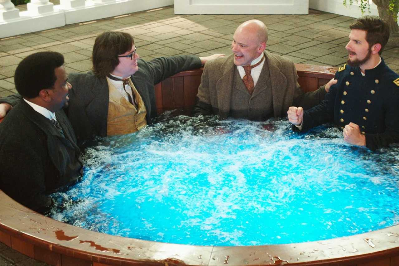 Craig Robinson, Clark Duke, Rob Corddry and Adam Scott in Hot Tub Time Machine 2 (2015)