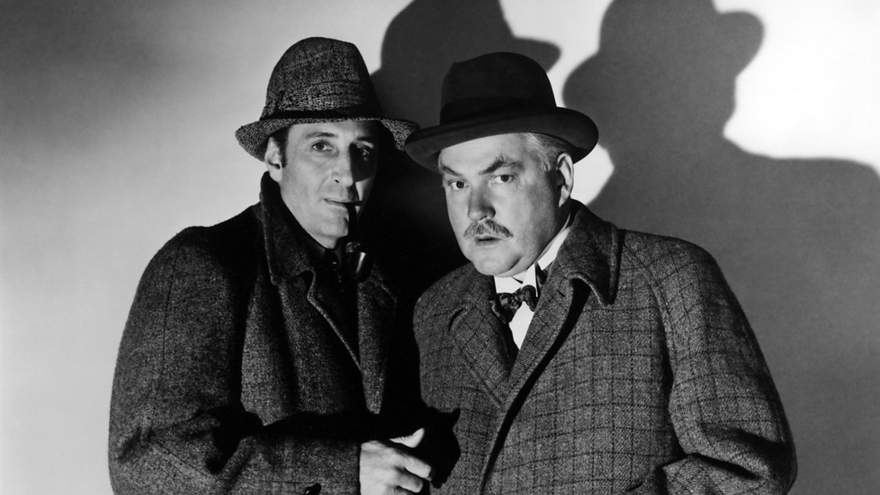 Sherlock Holmes (Basil Rathbone) and Dr Watson (Nigel Bruce) in The Hound of the Baskervilles (1939)