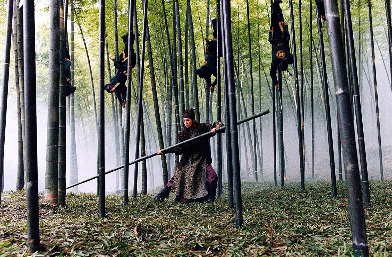 The film's showstopping set-piece - the fight in the bamboo forest in House of Flying Daggers (2004)