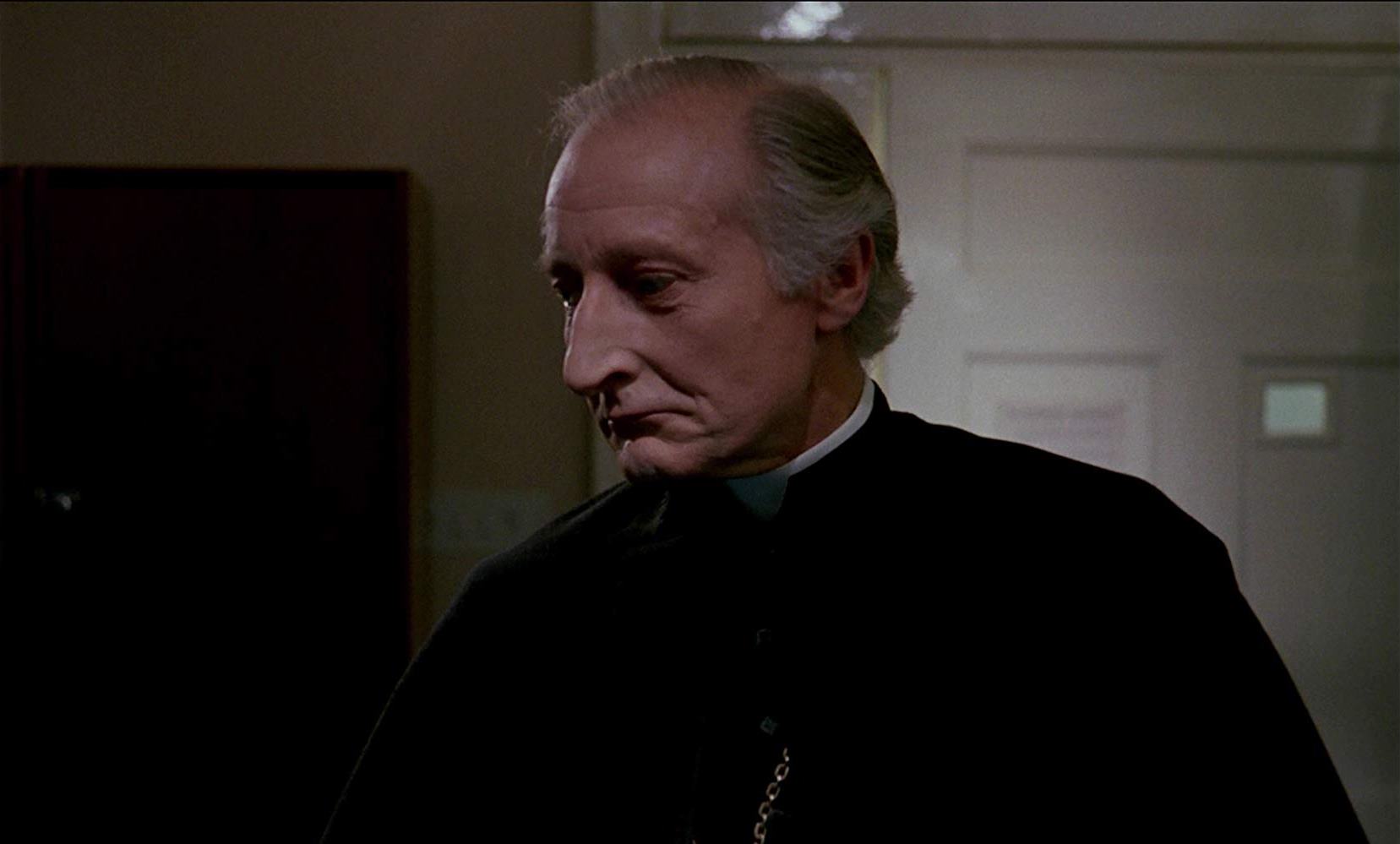Anthony Sharp as the psychopathic Father Meldrum in House of Mortal Sin (1976)