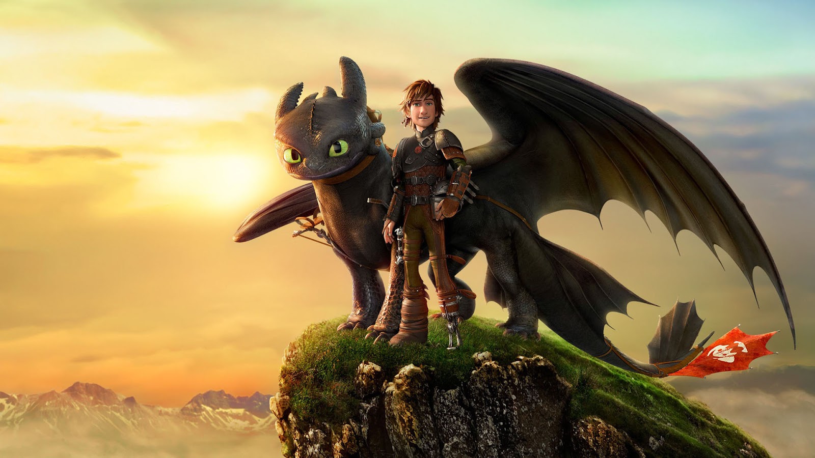 Hiccup (voiced by Jay Baruchel) and his tamed dragon Toothless in How to Train Your Dragon (2010)