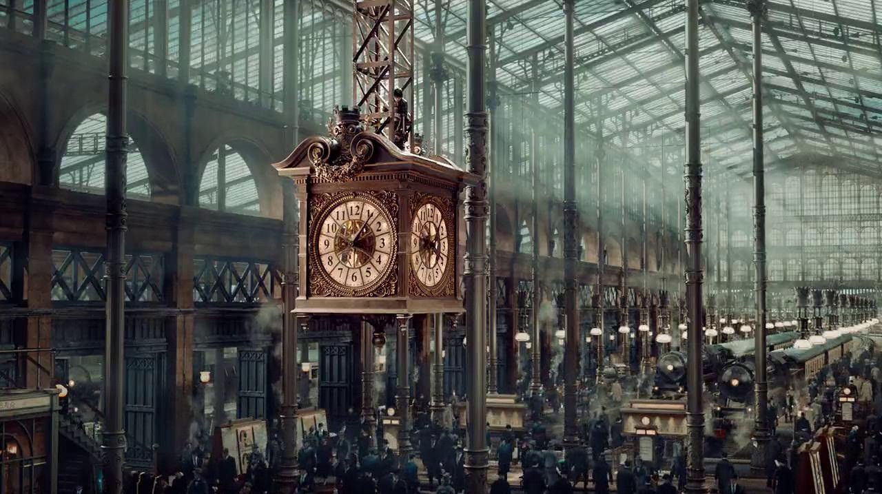 The sets for the Montparnasse train station in Hugo (2011)