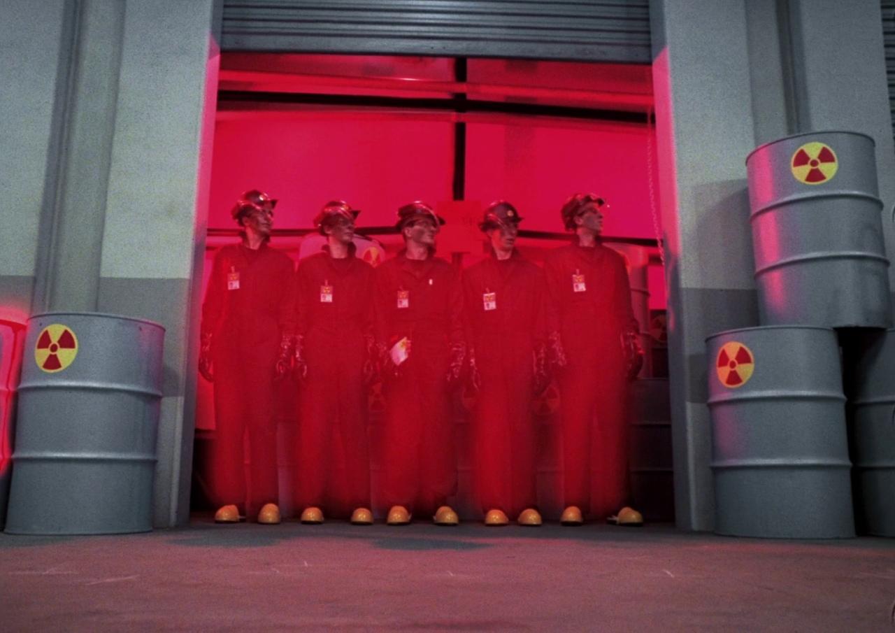 Devo as nuclear waste disposal men in Human Highway (1982)