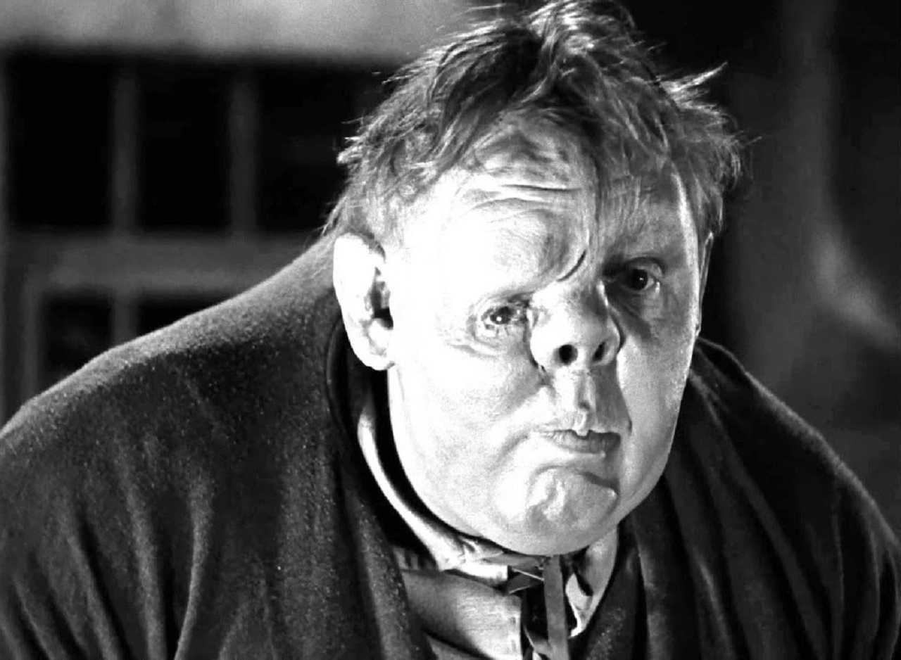 Charles Laughton as Quasimodo in The Hunchback of Notre Dame (1939). 