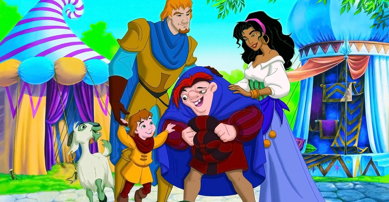 Phoebus and Esmeralda, their son Zephyr and Quasi in The Hunchback of Notre Dame II (2002)