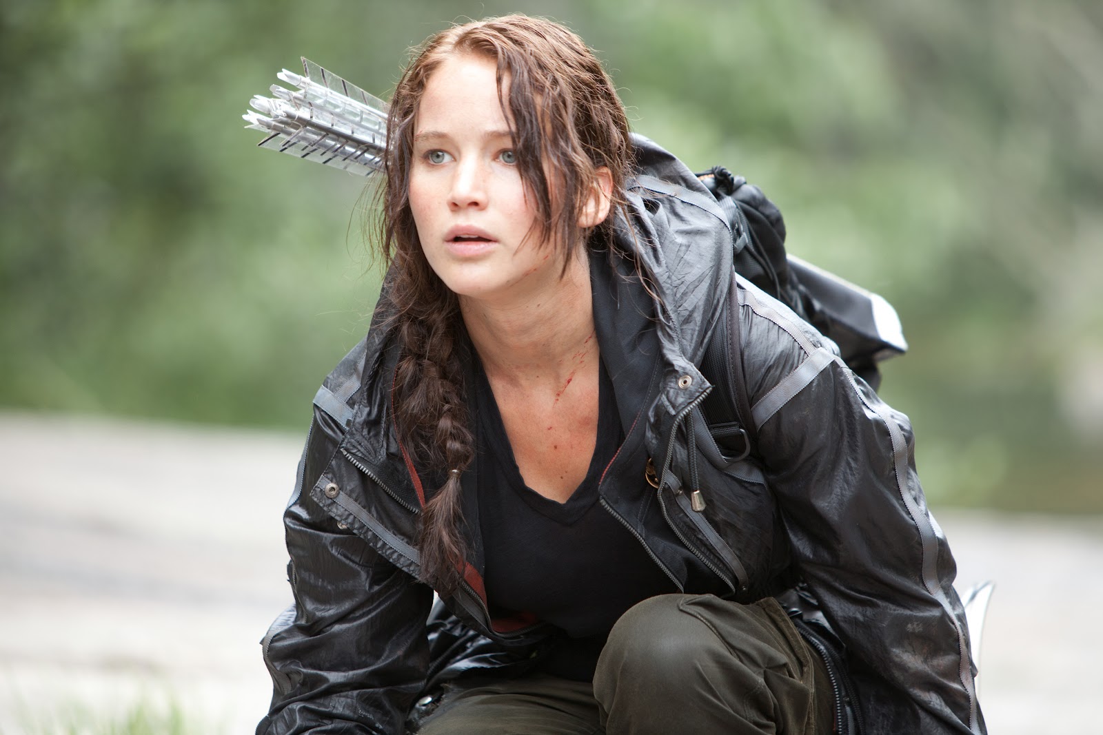 Jennifer Lawrence as Katniss Everdeen in The Hunger Games (2012)