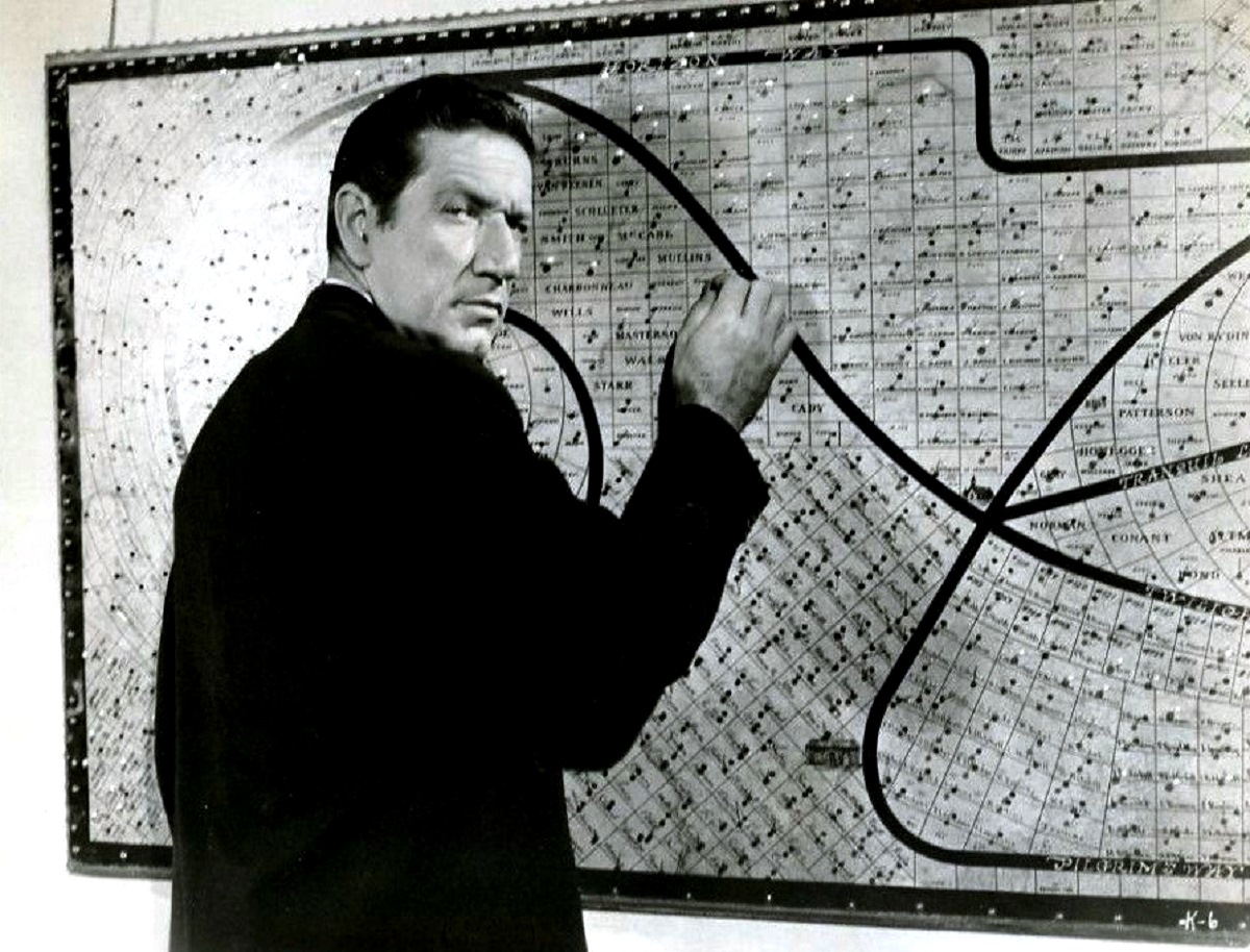 Richard Boone with his map of the cemetery in I Bury the Living (1958)