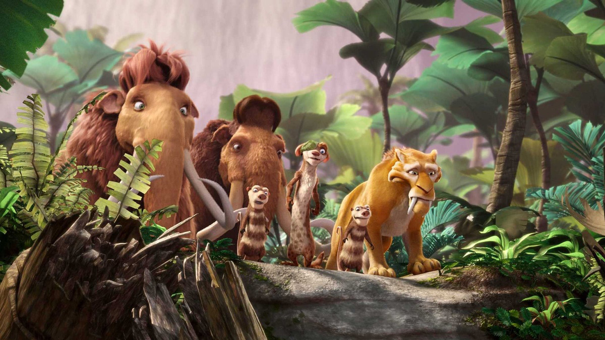 The familiar animals venture into a prehistoric underground realm in Ice Age 3: Dawn of the Dinosaurs (2009)