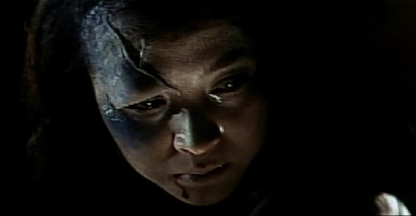 Oiwa (Mariko Okada) with her disfigured face in Illusion of Blood (1965)