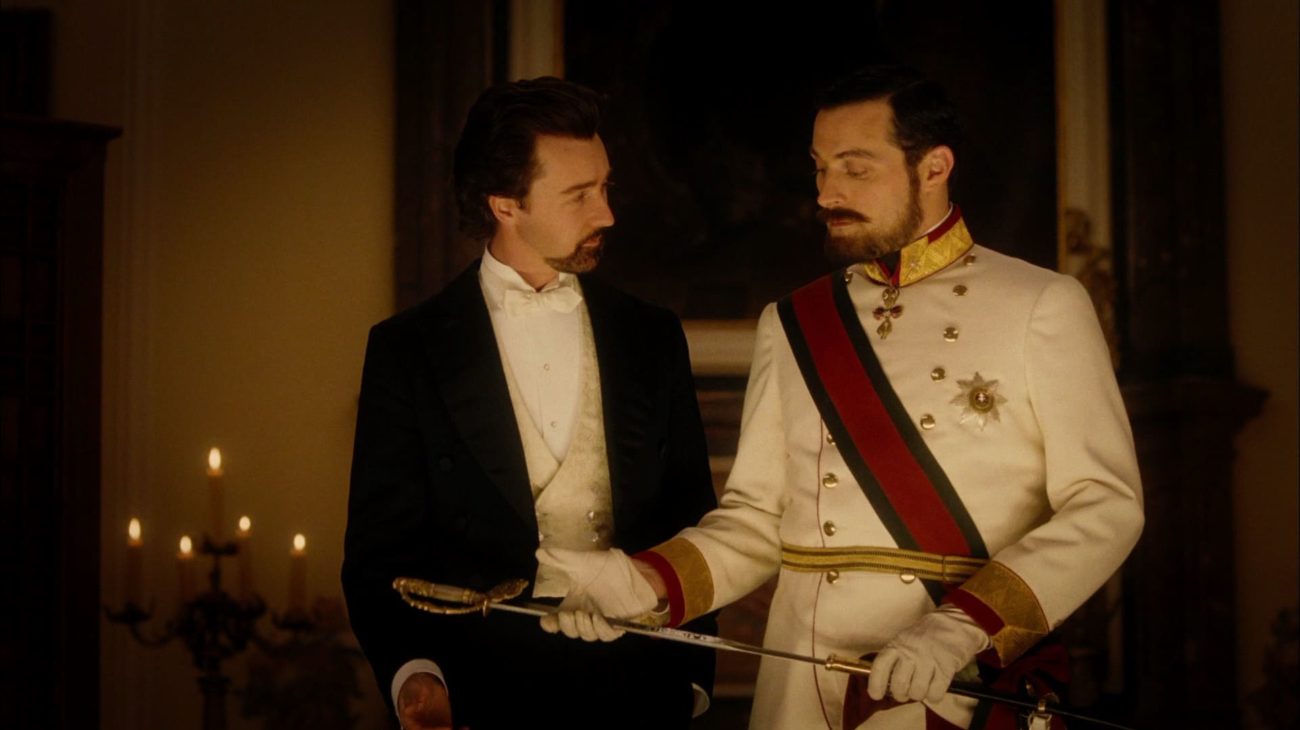 Eisenheim (Edward Norton) with Crown Prince Leopold (Rufus Sewell)) in The Illusionist (2006)