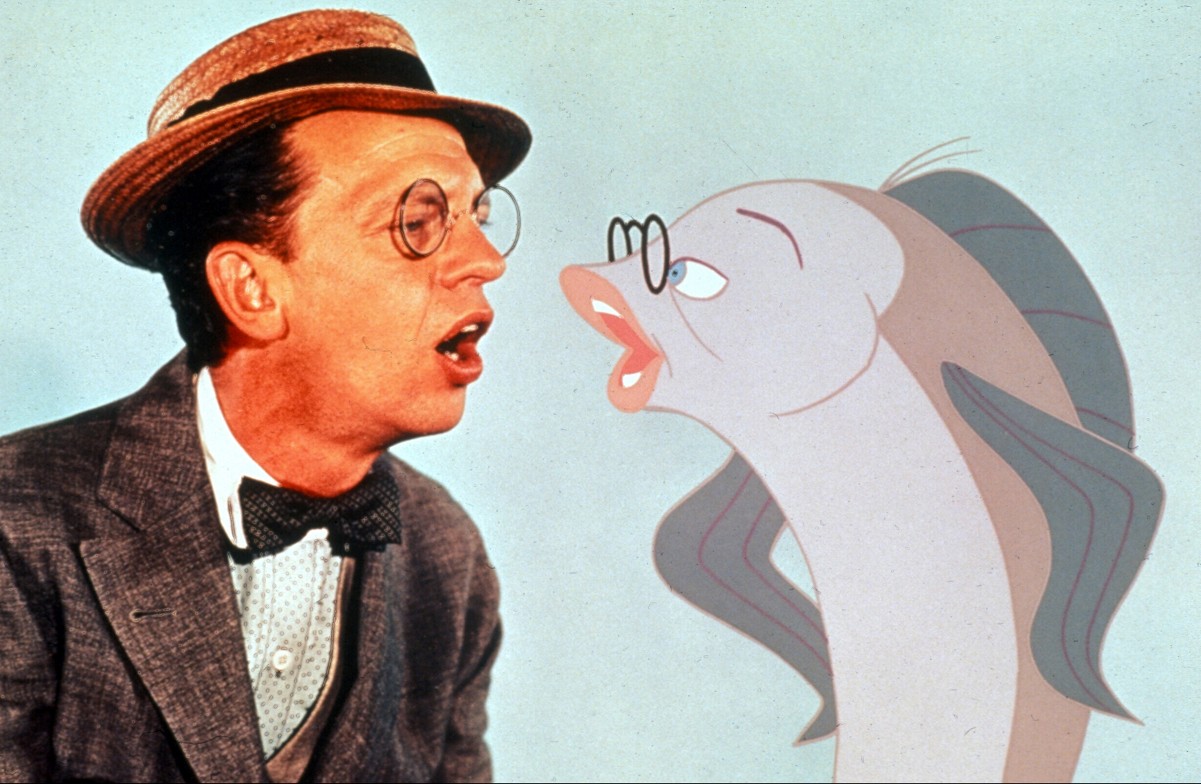 Don Knotts and his animated porpoise self in The Incredible Mr Limpet (1964)