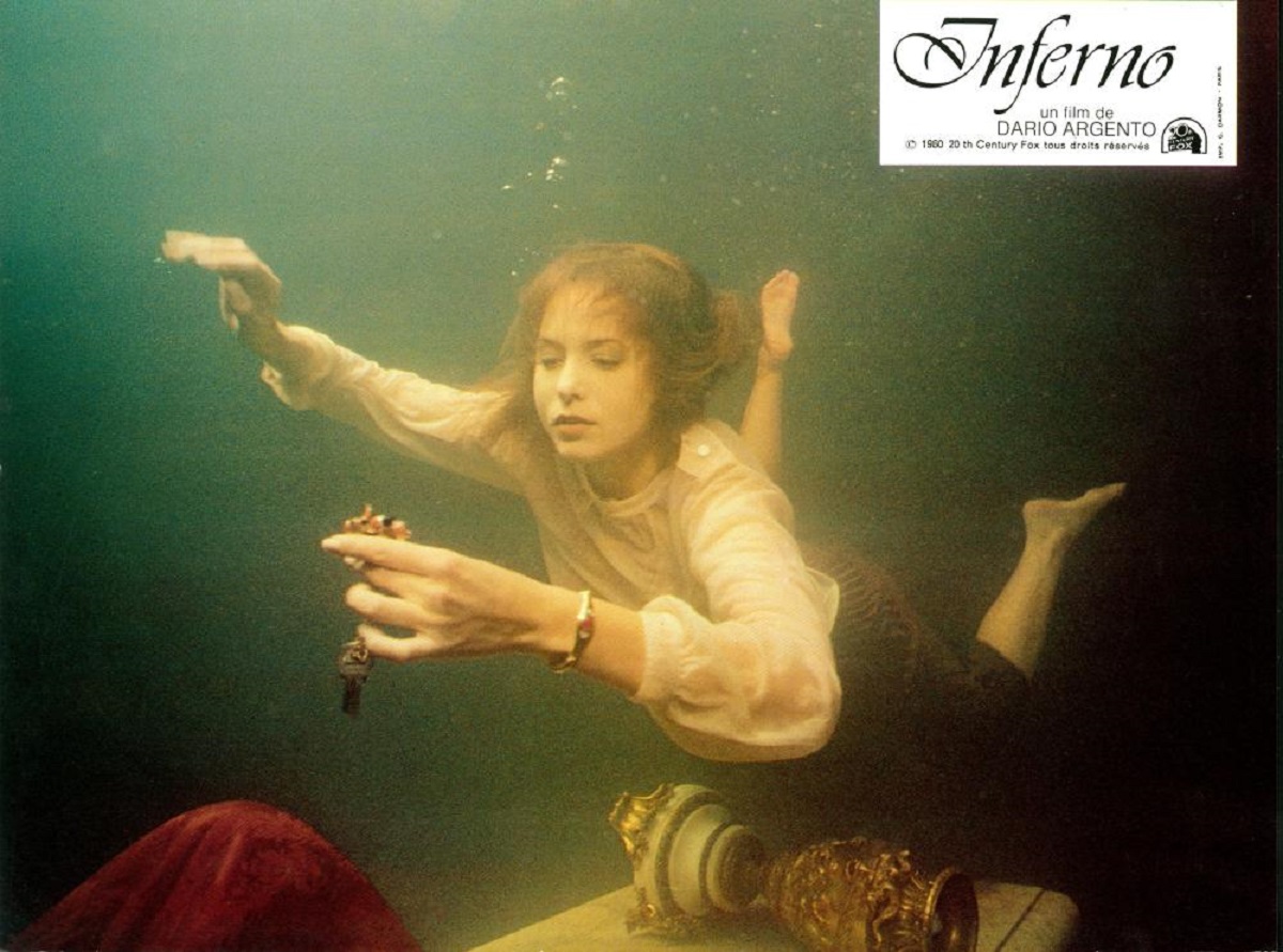 Irene Miracle discovers a submerged ballroom in Inferno (1980)