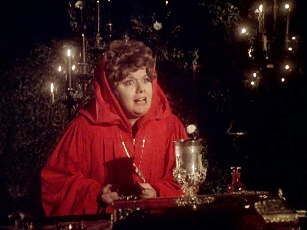 Mrs Hunter (Shelley Winters) leads occult rites in the sorority house in The Initiation of Sarah (1978)